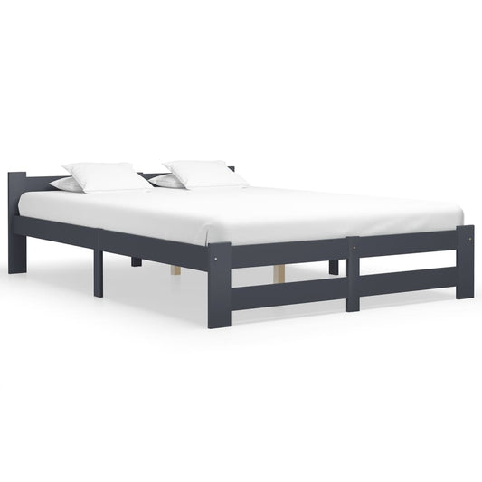 vidaXL Bed Frame Dark Grey Solid Pine Wood 140x200 cm
