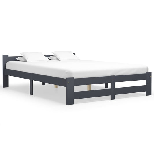 vidaXL Bed Frame Dark Grey Solid Pine Wood 180x200 cm 6FT Super King