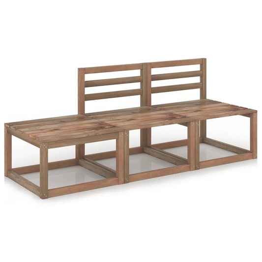vidaXL 3 Piece Garden Lounge Set Brown Impregnated Pinewood