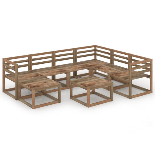 vidaXL 8 Piece Garden Lounge Set Brown Impregnated Pinewood
