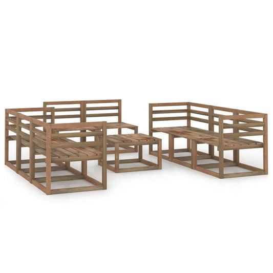 vidaXL 9 Piece Garden Lounge Set Brown Impregnated Pinewood