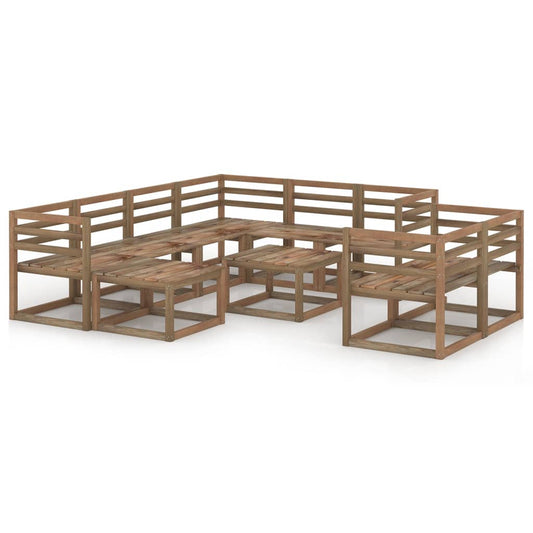 vidaXL 10 Piece Garden Lounge Set Brown Impregnated Pinewood