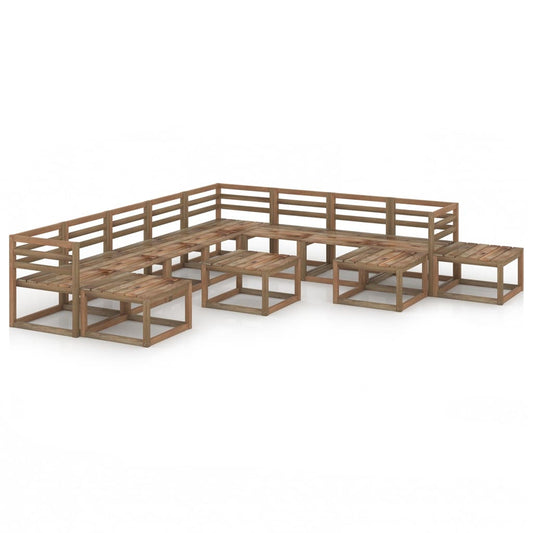 vidaXL 12 Piece Garden Lounge Set Brown Impregnated Pinewood