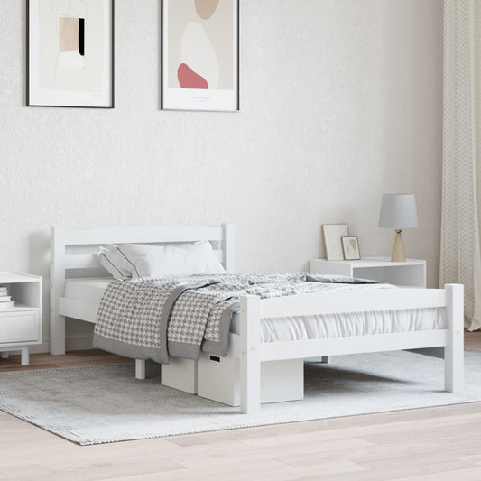vidaXL Bed Frame White Solid Pinewood 100x200 cm