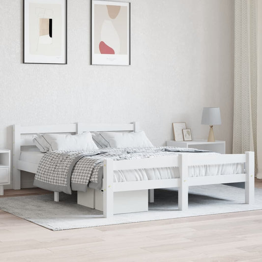 vidaXL Bed Frame White Solid Pinewood 120x200 cm