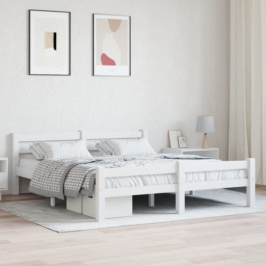 vidaXL Bed Frame White Solid Pinewood 160x200 cm
