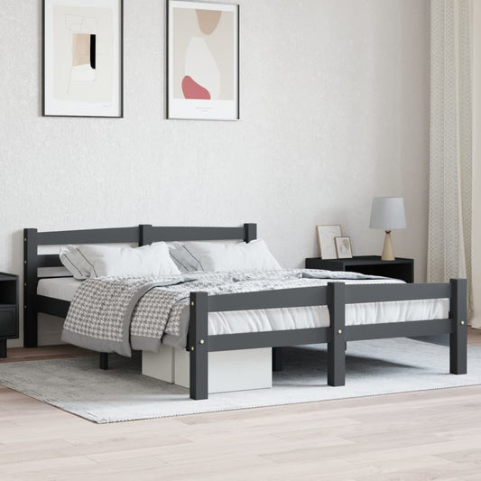vidaXL Bed Frame Dark Grey Solid Pinewood 120x200 cm