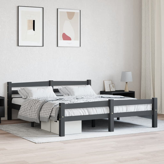 vidaXL Bed Frame Dark Grey Solid Pinewood 160x200 cm