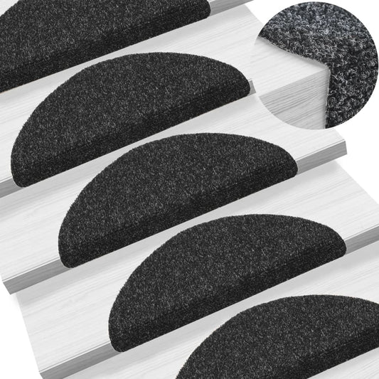 vidaXL Self-adhesive Stair Mats 10 pcs Black 56x17x3 cm Needle Punch