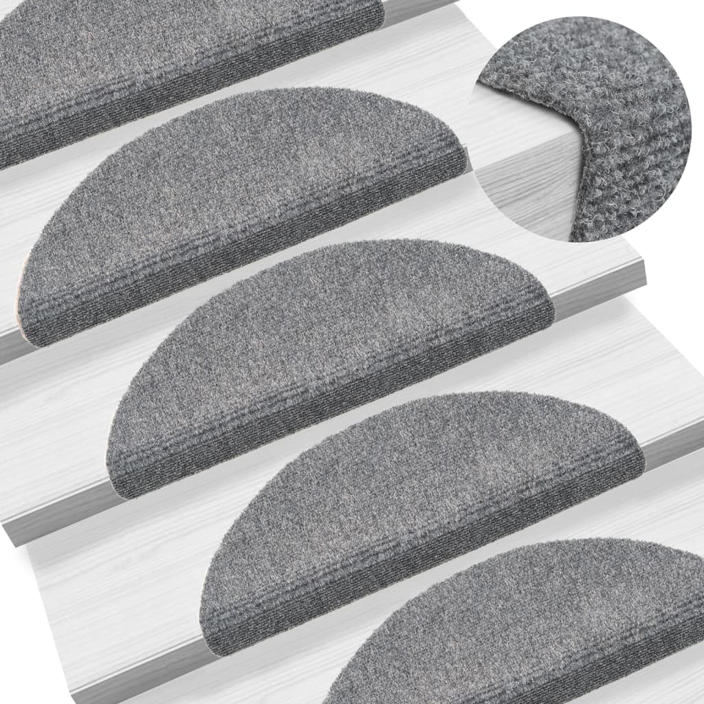 vidaXL Self-adhesive Stair Mats 10 pcs Light Grey 56x17x cm Needle Punch
