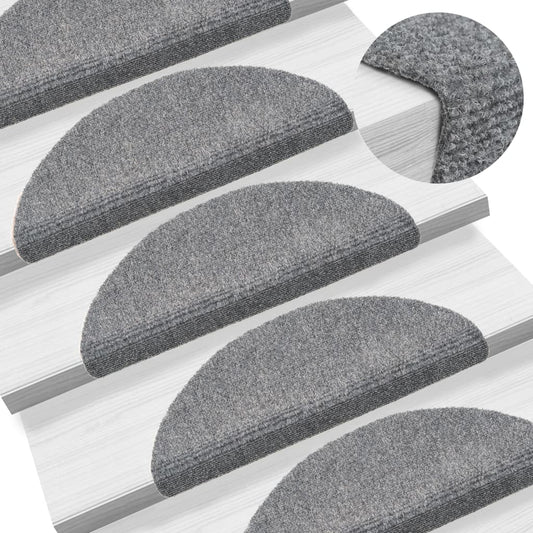 vidaXL Self-adhesive Stair Mats 10 pcs Light Grey 56x17x cm Needle Punch
