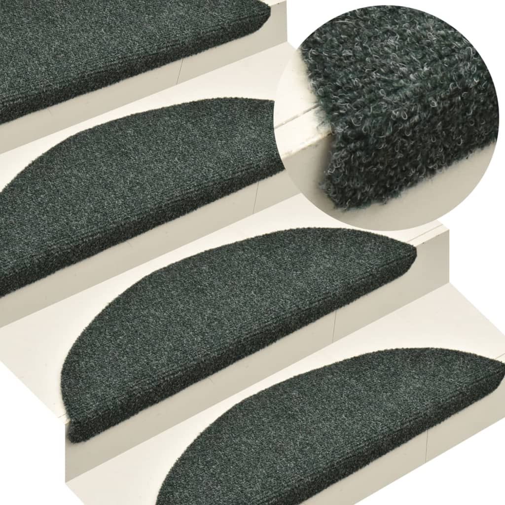 vidaXL Self-adhesive Stair Mats 10 pcs Green 56x17x3 cm Needle Punch