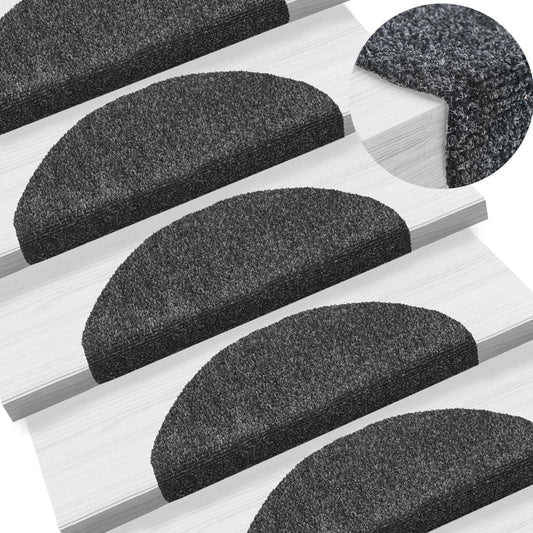 vidaXL Self-adhesive Stair Mats 5 pcs Dark Grey 65x21x4 cm Needle Punch