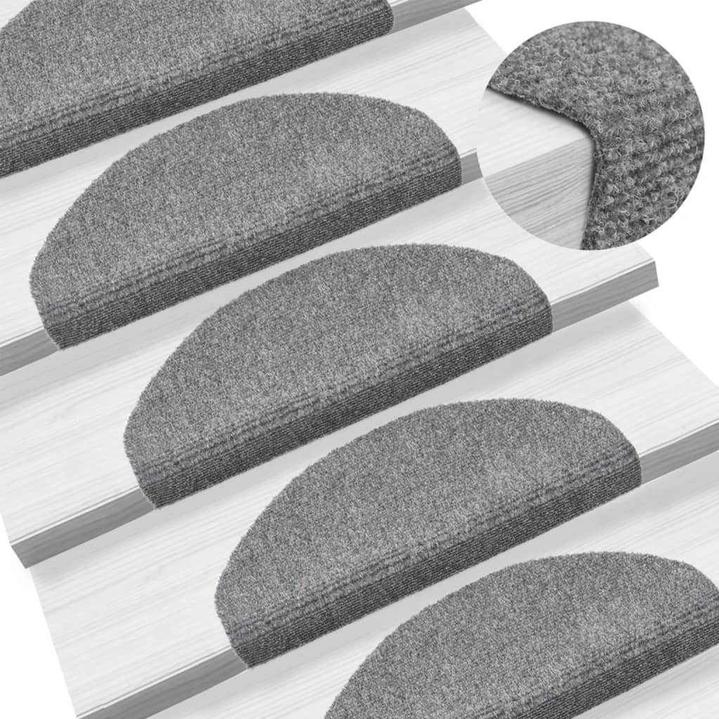 vidaXL Self-adhesive Stair Mats 5 pcs Light Grey 65x21x4 cm Needle Punch