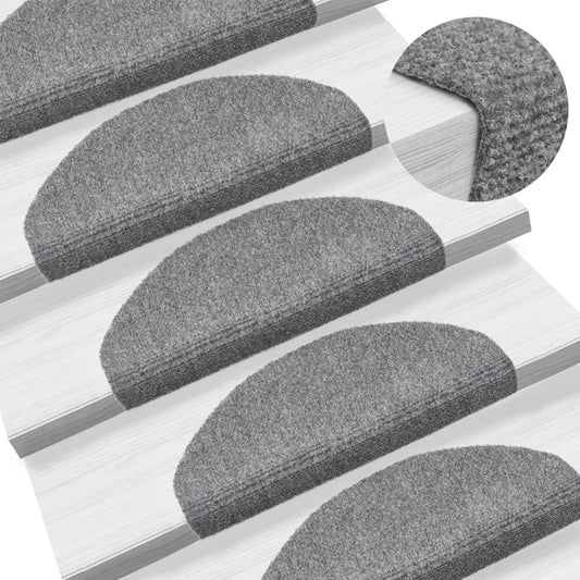 vidaXL Self-adhesive Stair Mats 5 pcs Light Grey 65x21x4 cm Needle Punch