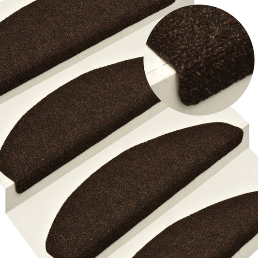 vidaXL Self-adhesive Stair Mats 5 pcs Brown 65x21x4 cm Needle Punch