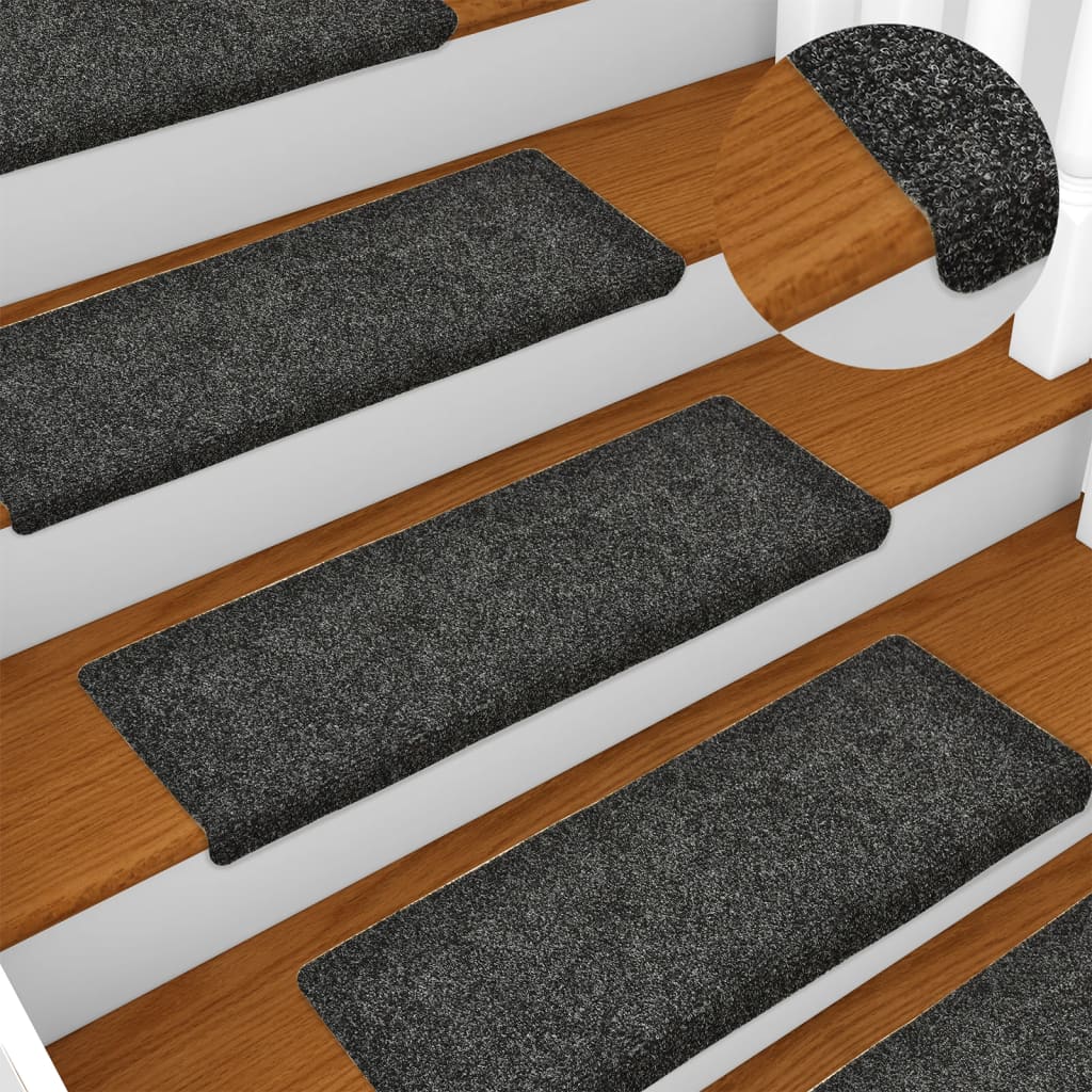 vidaXL Stair Mats 10 pcs Grey 65x21x4 cm Needle Punch
