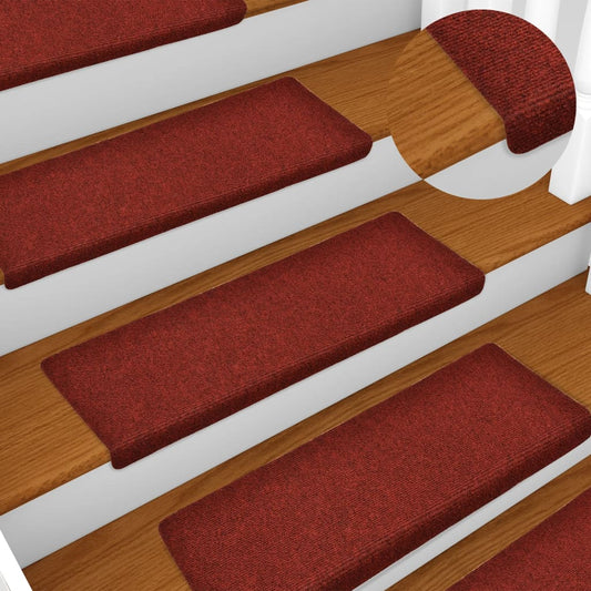vidaXL Stair Mats 10 pcs Bordeaux Red 65x21x4 cm Needle Punch