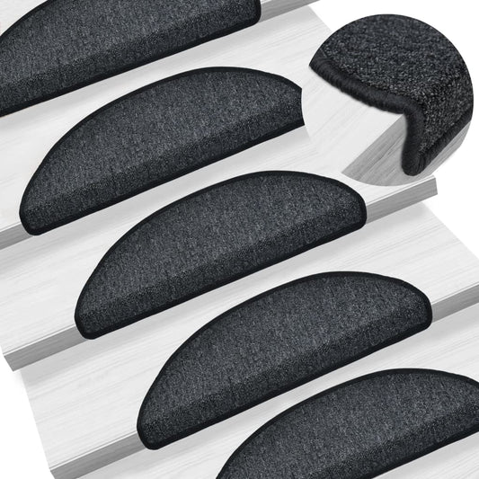 vidaXL Stair Mats 10 pcs 56x17x3 cm Anthracite