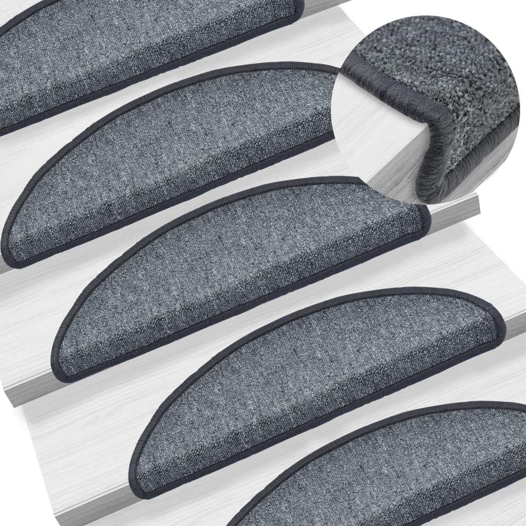vidaXL Stair Mats 10 pcs 56x17x3 cm Dark Grey
