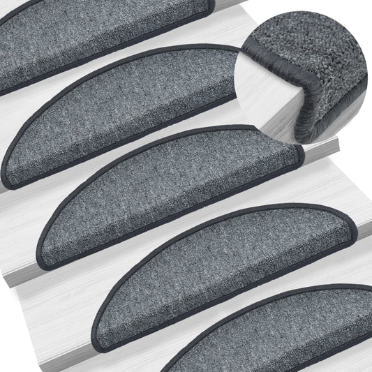 vidaXL Stair Mats 10 pcs 56x17x3 cm Dark Grey