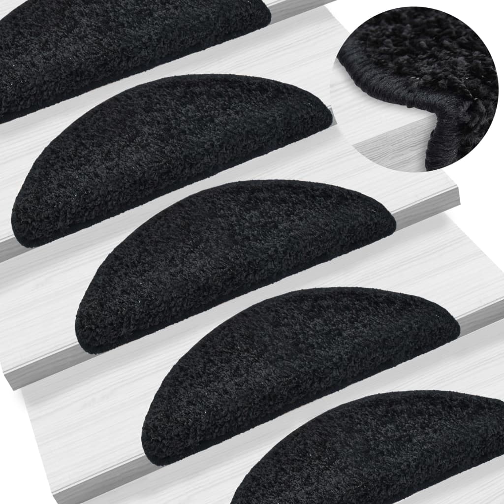 vidaXL Stair Mats 5 pcs 56x17x3 cm Black
