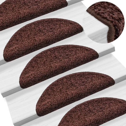 vidaXL Stair Mats 10 pcs 56x17x3 cm Brown