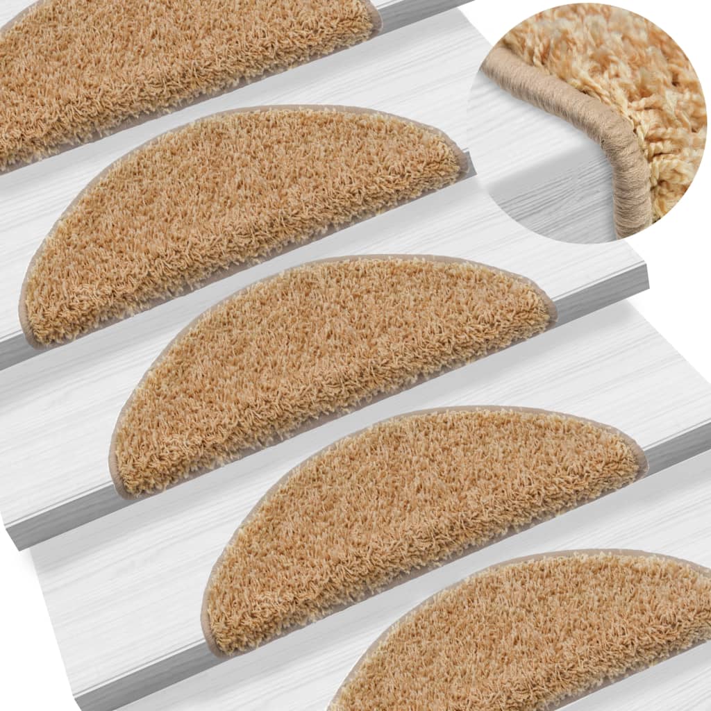 vidaXL Stair Mats 5 pcs 56x17x3 cm Cream