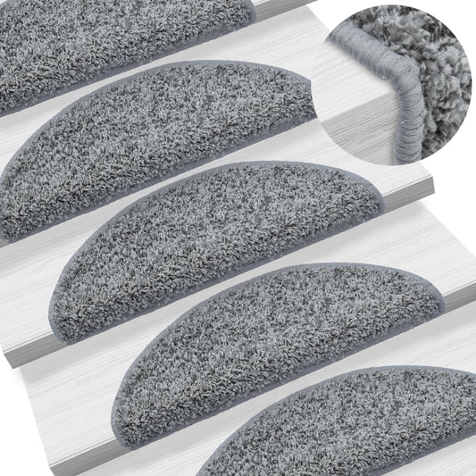 vidaXL Stair Mats 10 pcs 65x21x4 cm Grey