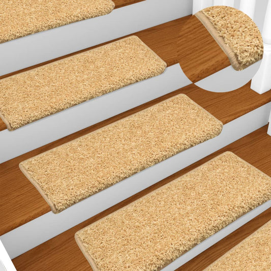 vidaXL Stair Mats 10 pcs 65x21x4 cm Beige