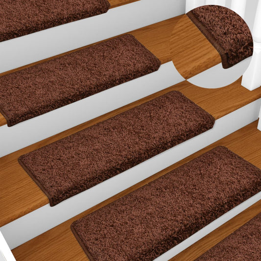 vidaXL Stair Mats 10 pcs 65x21x4 cm Brown