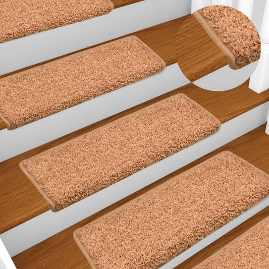 vidaXL Stair Mats 10 pcs 65x21x4 cm Brown