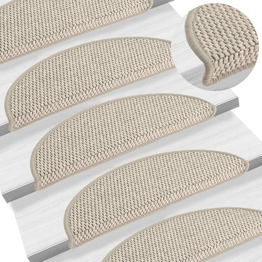 vidaXL Stair Mats Self-adhesive Sisal-Look 15 pcs 56x17x3 cm Taupe