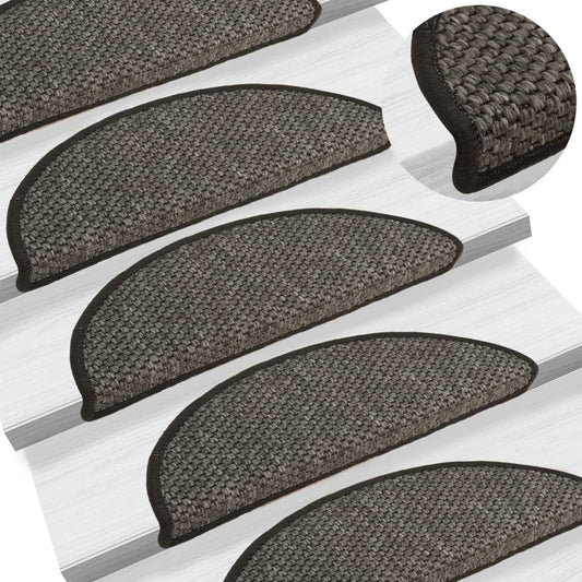 vidaXL Self-adhesive Stair Mats Sisal-Look 15 pcs 56x20 cm Anthracite