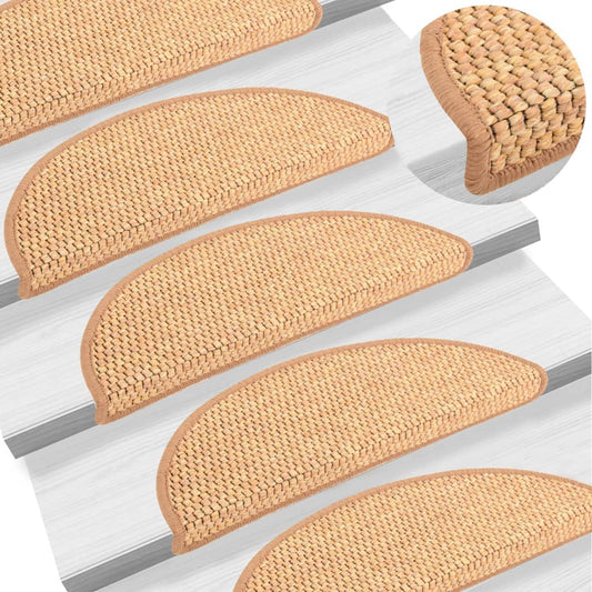 vidaXL Stair Mats Self-adhesive Sisal-Look 15 pcs 56x17x3 cm Orange