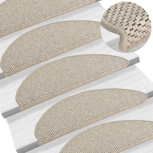 vidaXL Stair Mats Self-adhesive Sisal-Look 15 pcs 65x21x4 cm Taupe