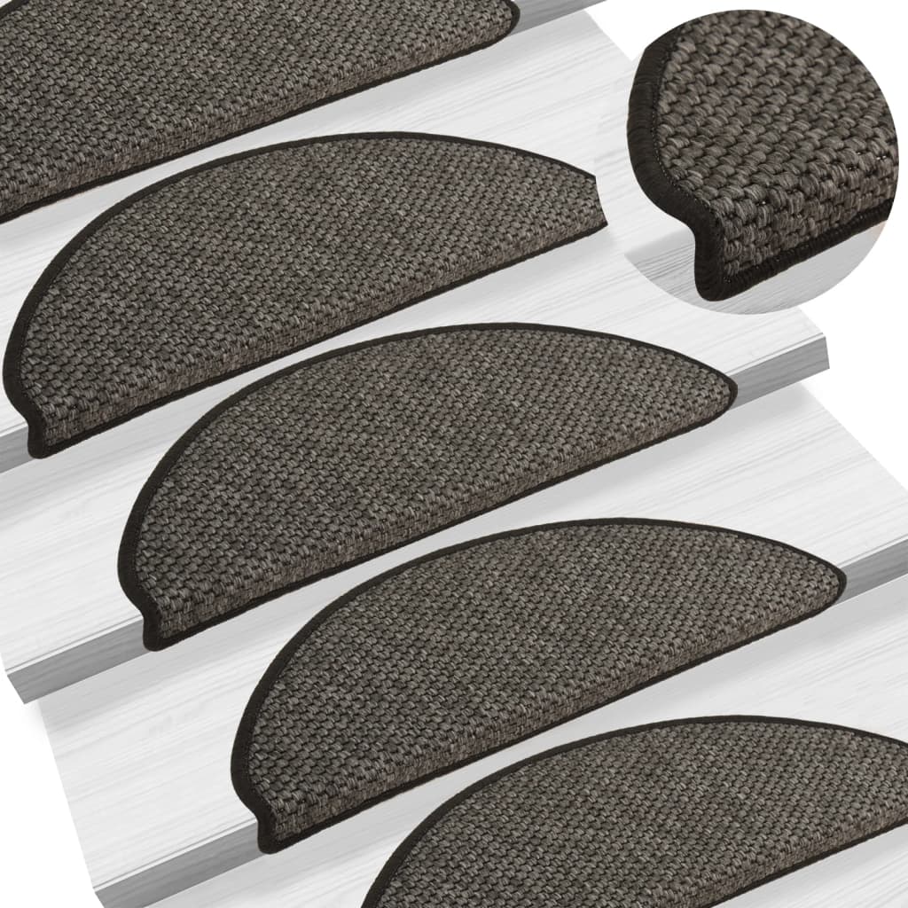 vidaXL Stair Mats Self-adhesive Sisal-Look 15 pcs 65x21x4 cm Anthracite