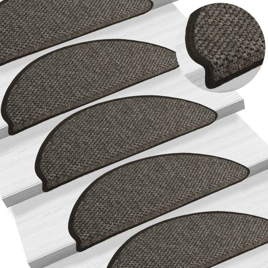 vidaXL Stair Mats Self-adhesive Sisal-Look 15 pcs 65x21x4 cm Anthracite