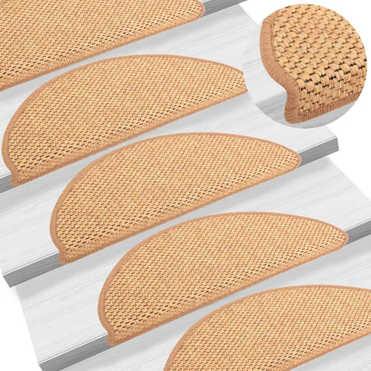 vidaXL Stair Mats Self-adhesive Sisal-Look 15 pcs 65x21x4 cm Orange