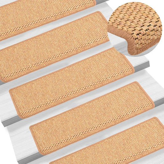 vidaXL Stair Mats Self-adhesive Sisal-Look 15 pcs 65x21x4 cm Orange