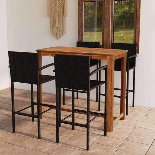 vidaXL 5 Piece Garden Bar Set Black
