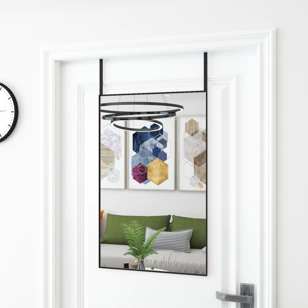 vidaXL Door Mirror Black 50x80 cm Glass and Aluminium