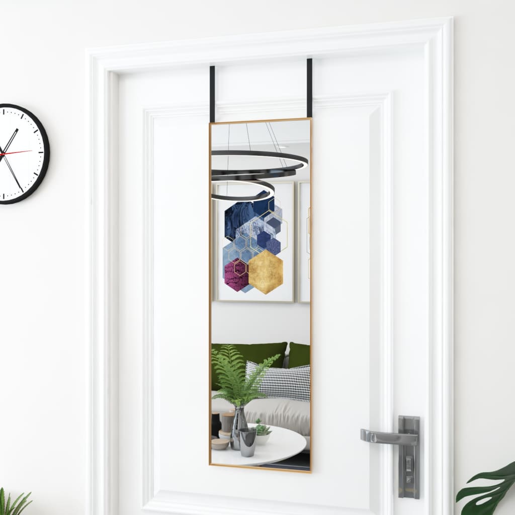 vidaXL Door Mirror Gold 30x100 cm Glass and Aluminium