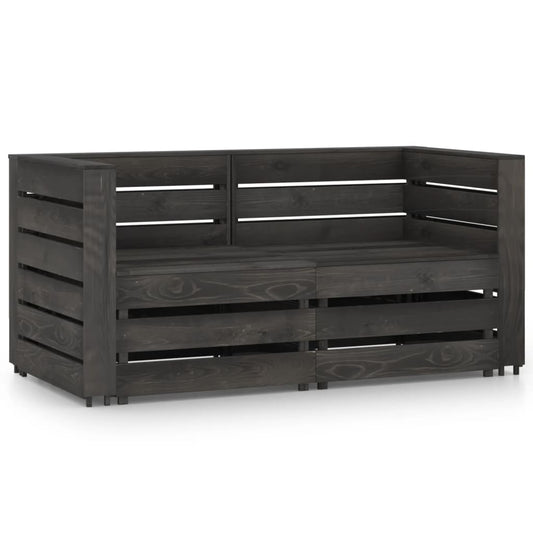 vidaXL 2-Seater Garden Sofa Grey Impregnated Pinewood