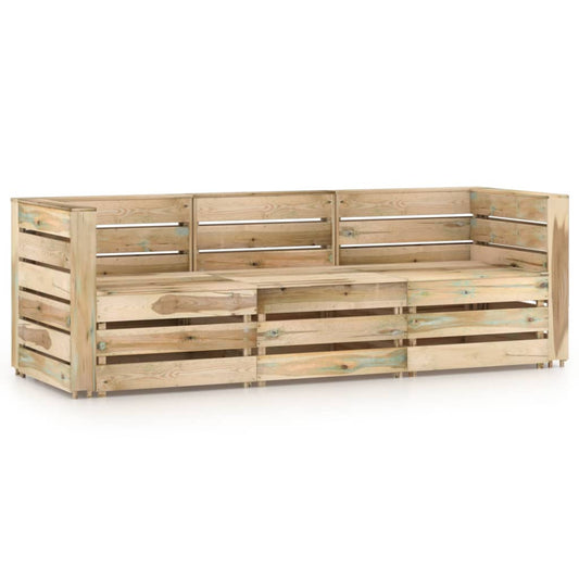 vidaXL 3-Seater Garden Sofa Green Impregnated Pinewood