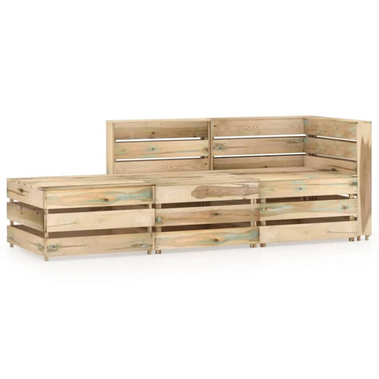 vidaXL 3 Piece Garden Lounge Set Green Impregnated Pinewood