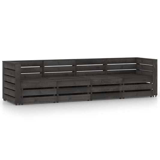 vidaXL 4-Seater Garden Sofa Grey Impregnated Pinewood