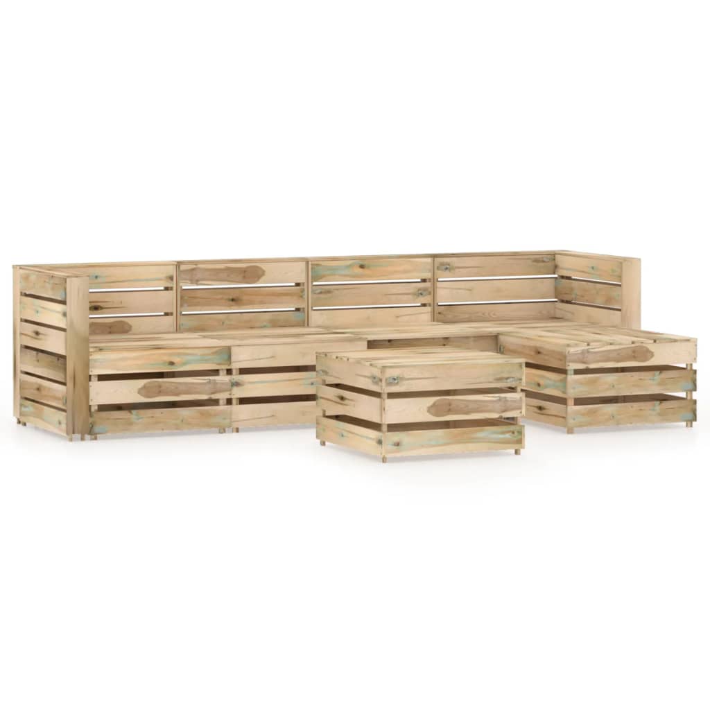 vidaXL 6 Piece Garden Lounge Set Green Impregnated Pinewood