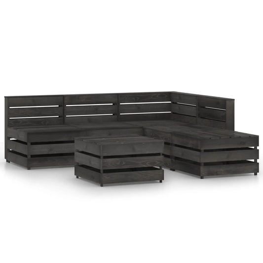 vidaXL 6 Piece Garden Lounge Set Grey Impregnated Pinewood