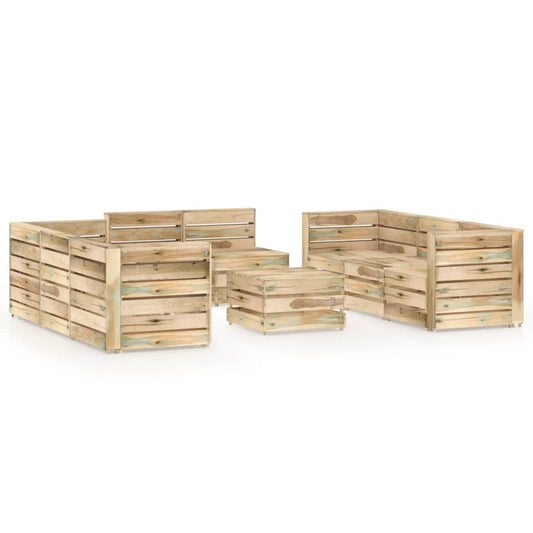 vidaXL 9 Piece Garden Lounge Set Green Impregnated Pinewood